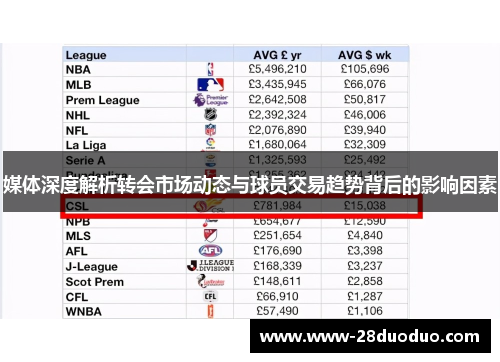 媒体深度解析转会市场动态与球员交易趋势背后的影响因素